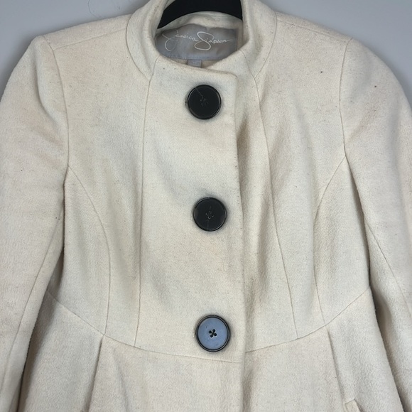 Jessica Simpson Women's Size XS Cream Color Wool Blend Winter Pea Coat - Picture 9 of 9